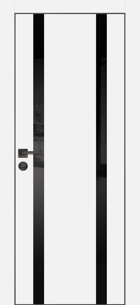 Межкомнатная дверь PX-9  черная кромка с 4-х ст. Белый матовый