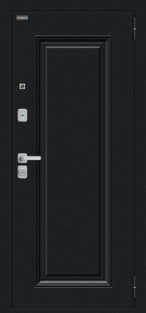 Дверь Флэш МФ/BChrome Букле черное/Bianco Melinga BR6197