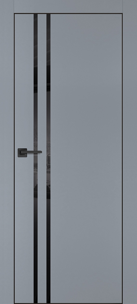 Межкомнатная дверь PX-11  черная кромка с 4-х ст. Серый матовый